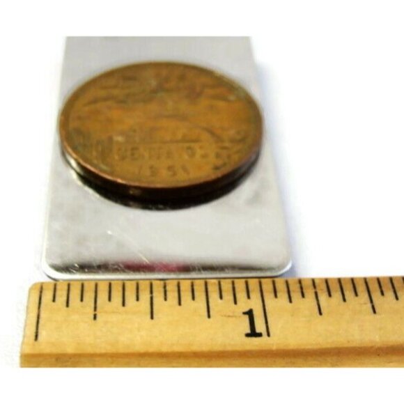 1951 20 Centavos Coin Money Clip Stainless Steel Wallet Cash ID Holder Silver - Picture 3 of 7